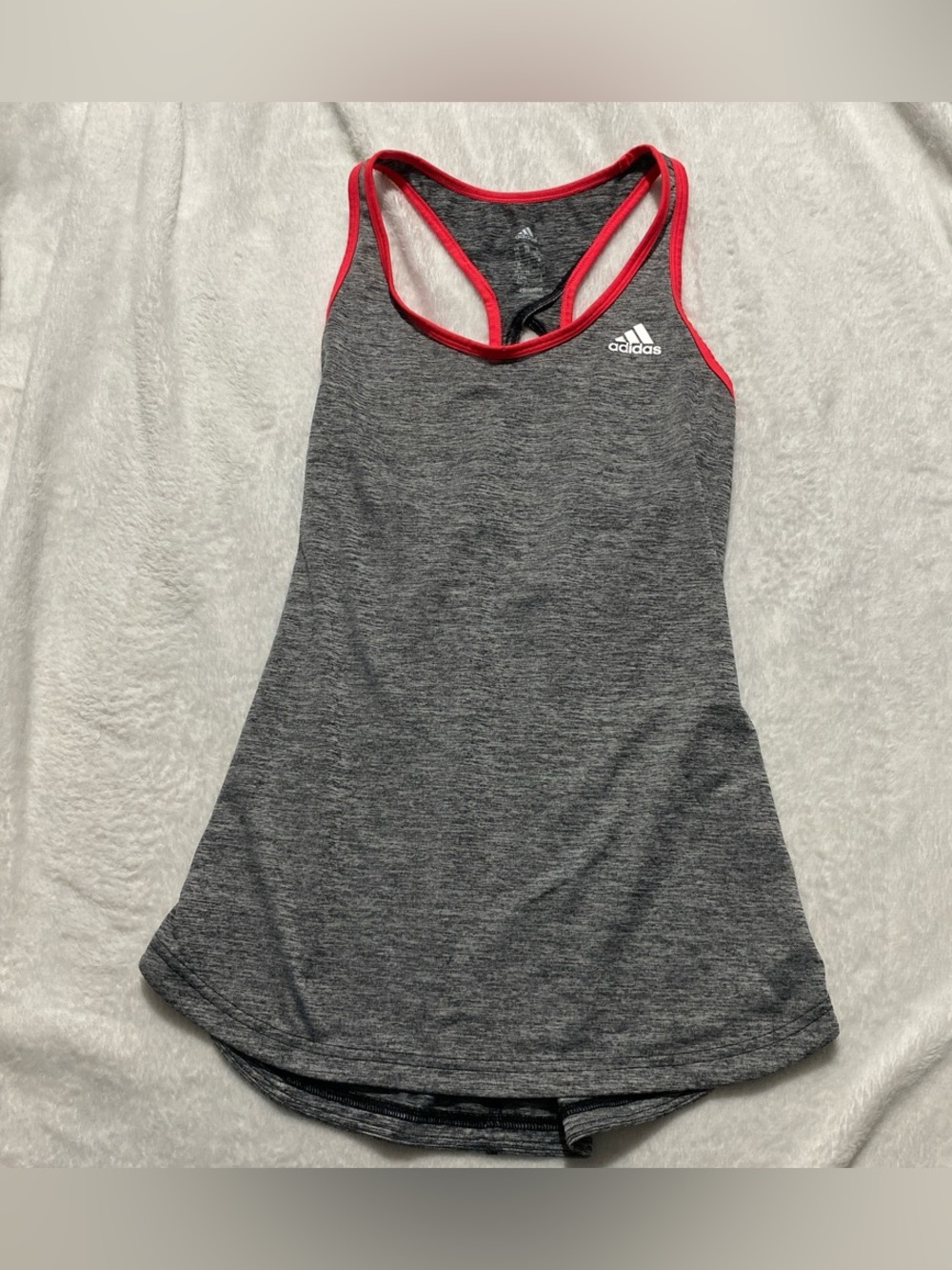 adidas Women's Dark Gray Athletic Racerback Tank with Pink Trim